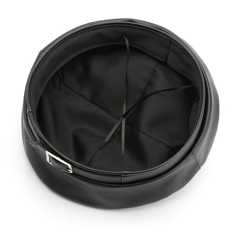 Korean Style Personality Trendy Women's Autumn Winter Leather Solid Color Octagonal Hat Outdoor Travel Street Sun_voghion.com