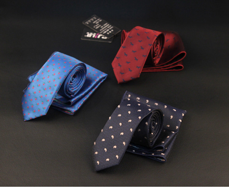 Men's 6cm polyester tie pocket square two-piece suit Korean fashion business groom's square scarf 1200 stitches polyester_voghion.com