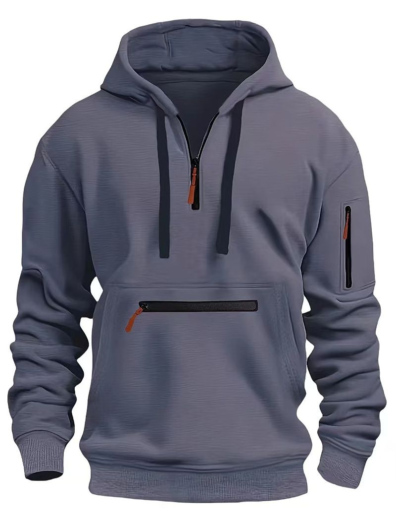 NOKO - Felpe con cappuccio da uomo primavera/autunno con cerniere e tasche multiple, giacche casual sportive da uomo_voghion.com