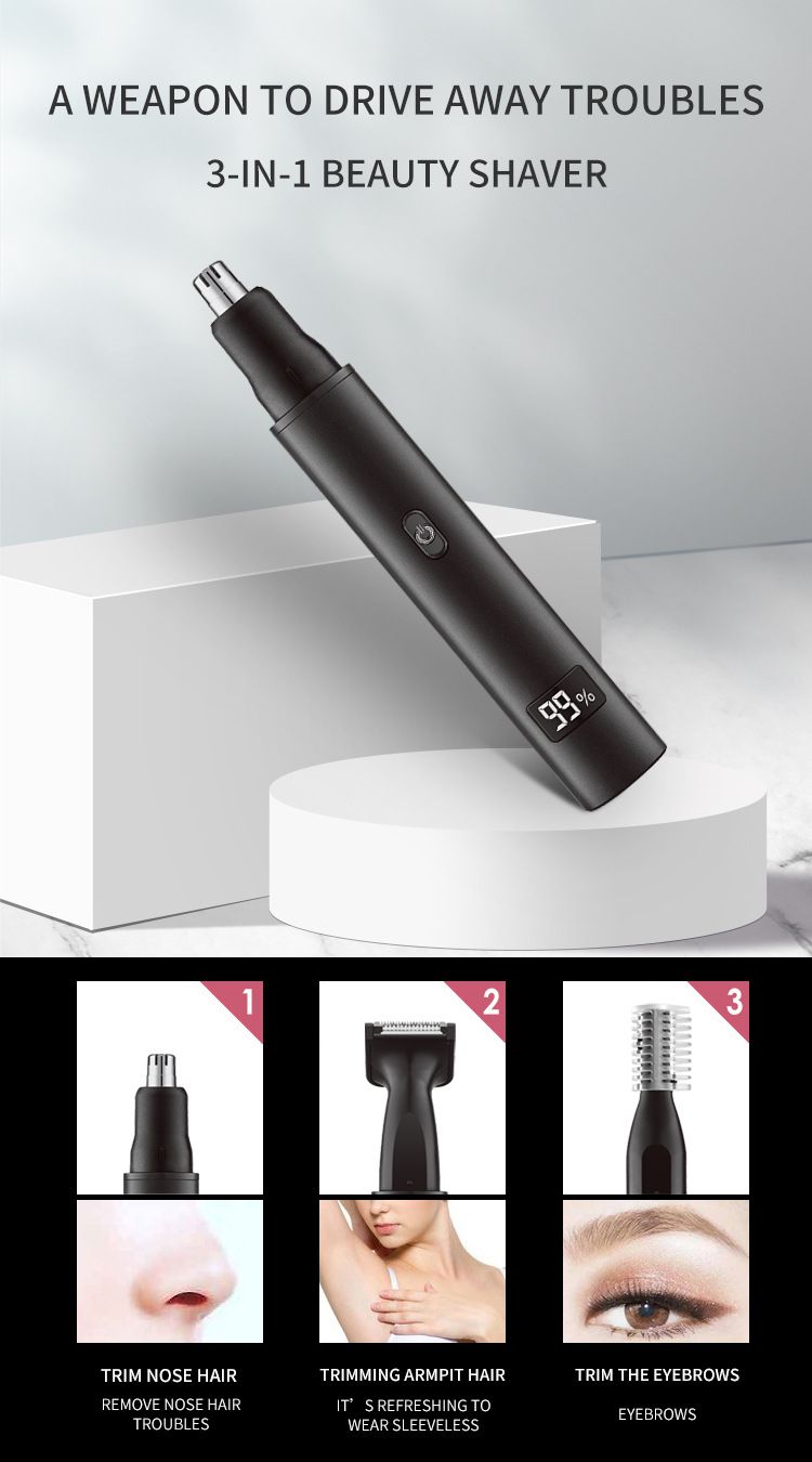 3-in-1 Elektrischer Nasenhaarschneider, Multifunktionales USB-Typ-C-Lade-Pflegeset für Männer /_voghion.com