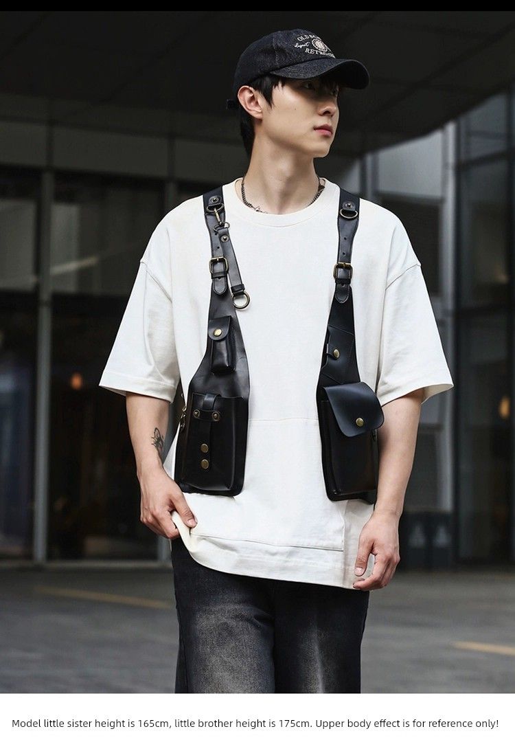 Hip Hop Retro Outdoor Trendy Brand Multifunctional Vest Bag_voghion.com