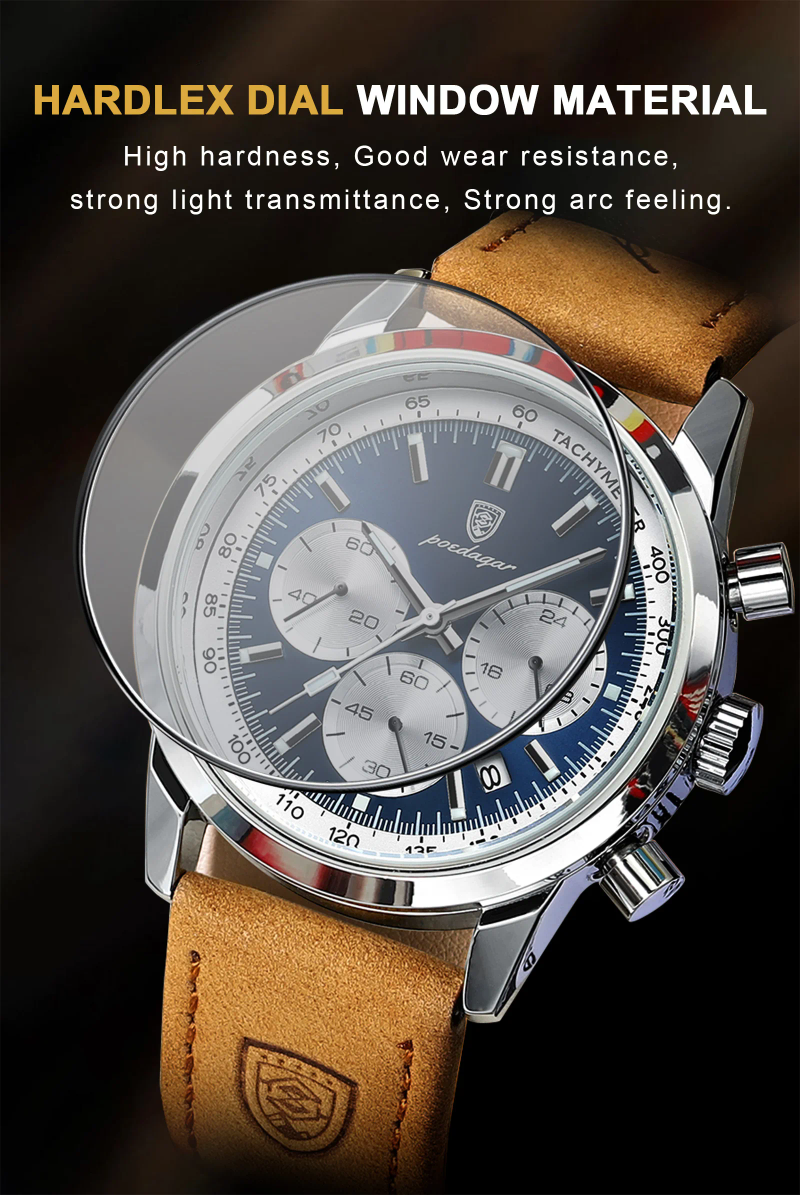 Reloj para hombre, cronógrafo resistente al agua, reloj de pulsera con fecha luminosa para hombre, relojes de cuero de cuarzo para hombre_voghion.com