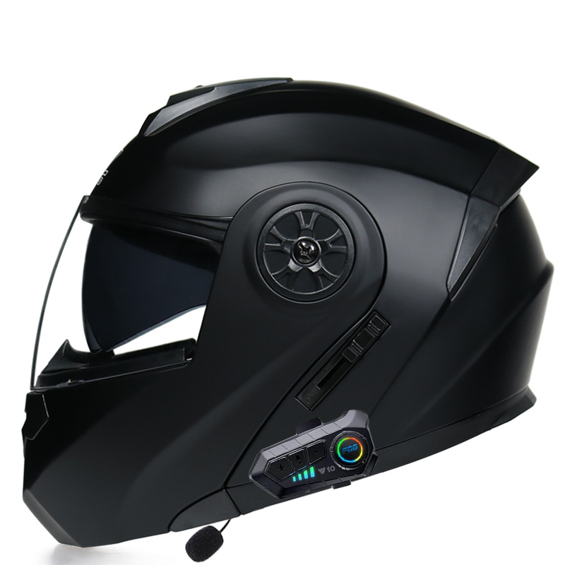 Motorrad Accessoiren & Deeler Vollhelm Männer a Fraen Duebellens Elektroauto Bluetooth Flip Up Hallef Helm Hierscht a Wanter_voghion.com