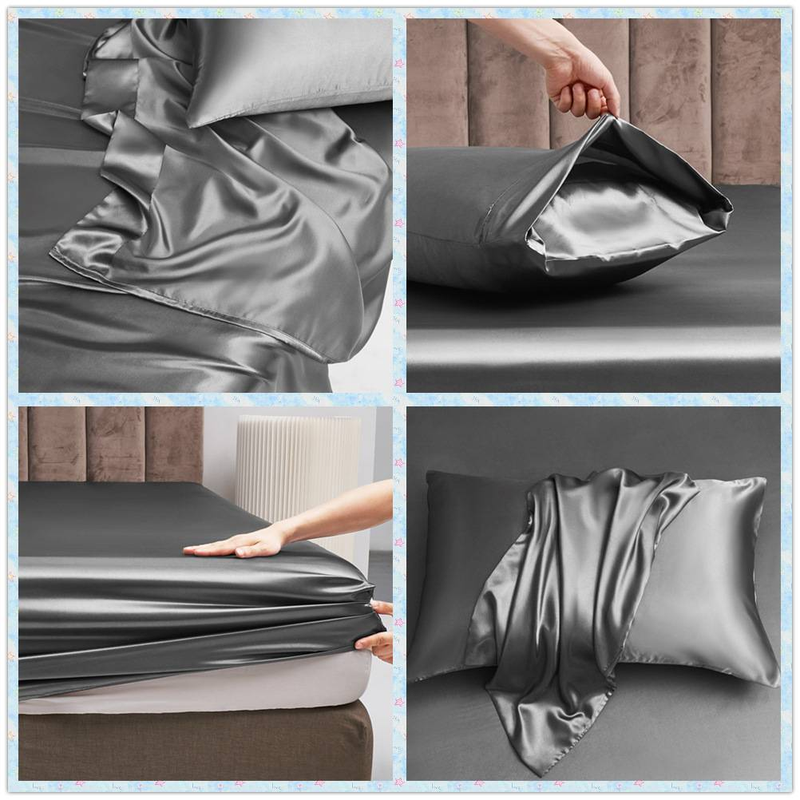 Luxury Satin Bedding Set 4 Piece Silk Like Sheet Set With Fitted Sheet Flat Sheet Pillowcases Wrinkle Free Hypoallergenic_voghion.com