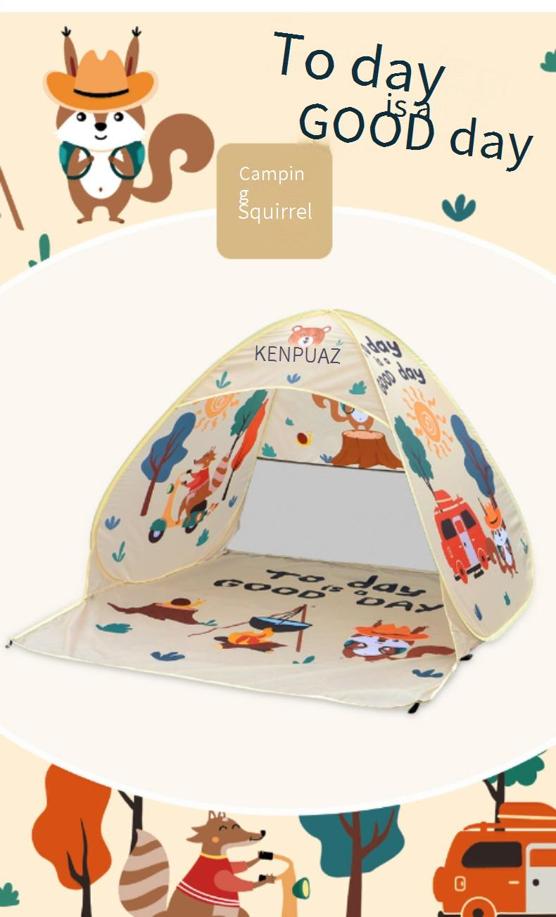Tenda da gioco per bambini con design a forma di scoiattolo, riparo solare portatile per uso interno ed esterno, protezione UV, zanzariera_voghion.com