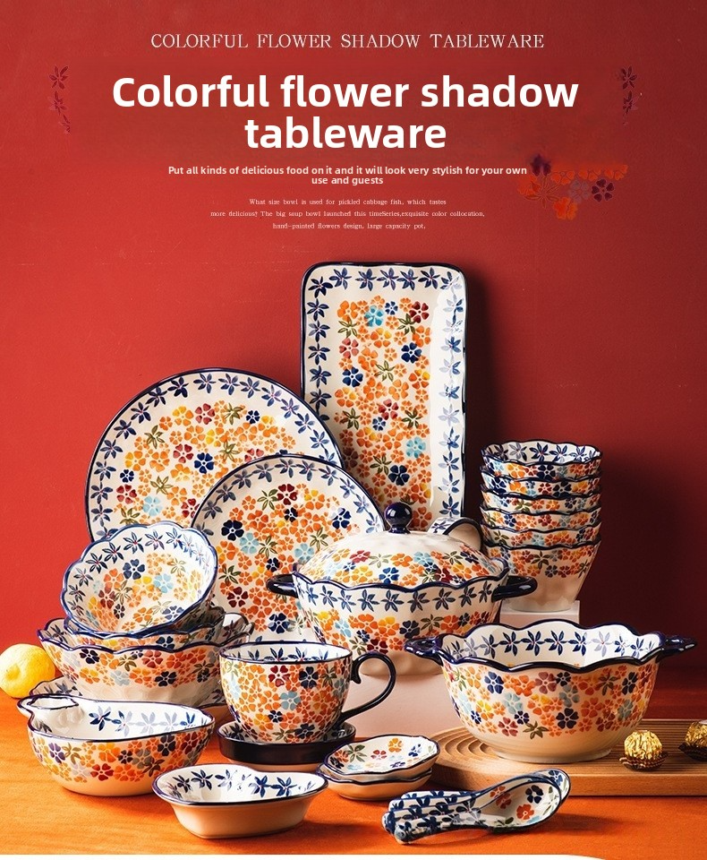 Ceramic Dinnerware Set – Handcrafted Stoneware Bowls & Plates, Microwave Safe, Vintage Farmhouse Style For Tea, Dining & Gifting_voghion.com