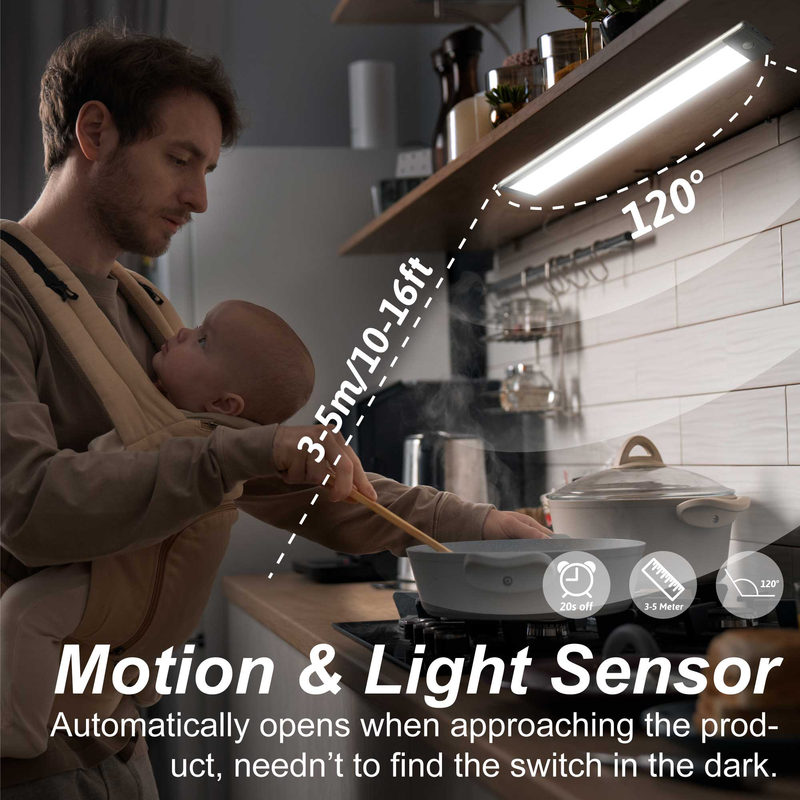 Lampe de placard à détecteur de mouvement 12,7 pouces, 54 LED, rechargeable sans fil (lot de 2)_voghion.com