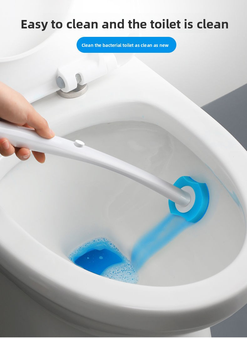 Disposable Toilet Brush Set With 8 Replaceable Heads, Wall-Mounted Angle Cleaner For Bathroom – Modern & Hygienic Grey/Black_voghion.com