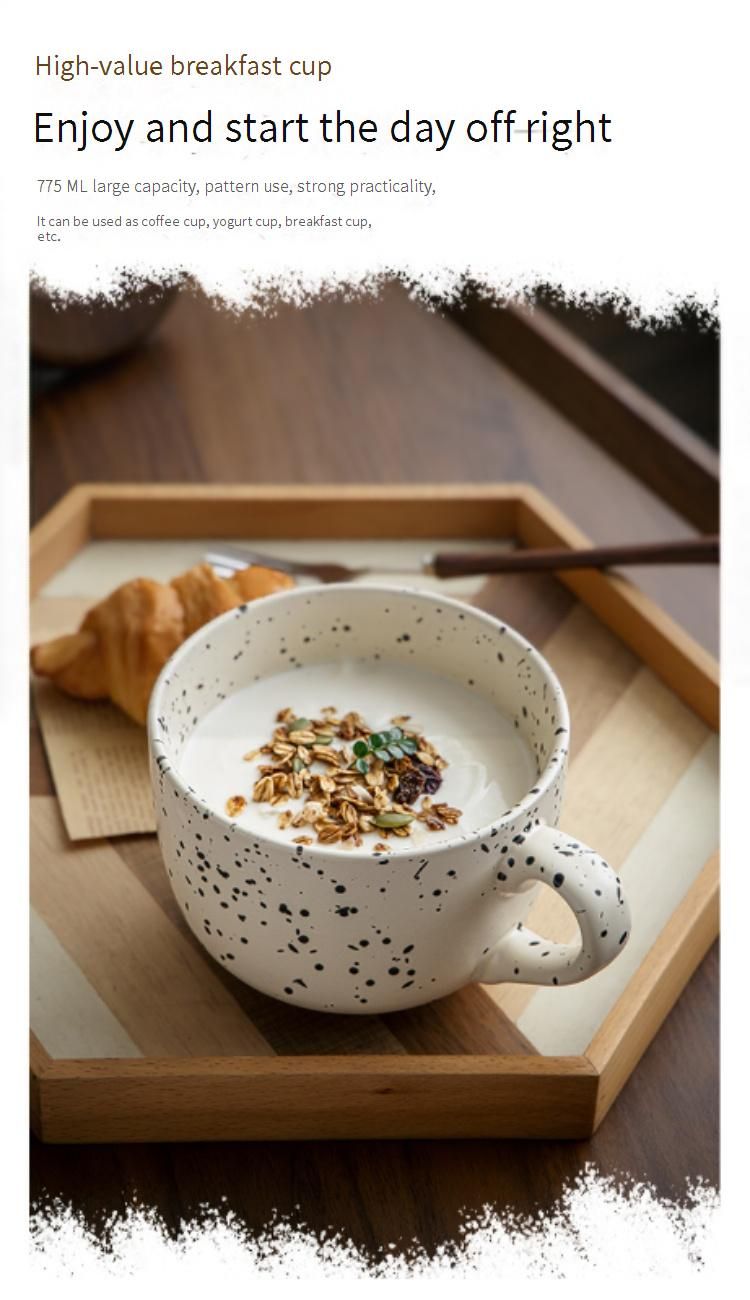 Handgefertigte Frühstücksschüssel aus Keramik mit künstlerischem Spritzerdesign – Mikrowellengeeignet, perfekt für Haferbrei, Joghurt und Suppe – Ins Ästhetisches Geschirr_voghion.com