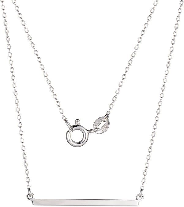 Collana da donna con barra orizzontale, ciondolo semplice in argento con barra piatta, collana da donna_voghion.com