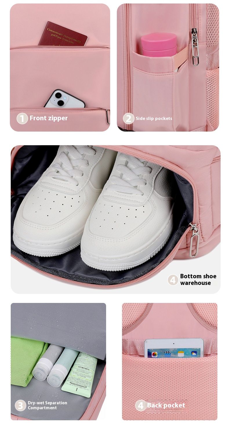 Versatile Water-Resistant Nylon Backpack With USB Port & Wet-Dry Compartment For Travel, Commuting, And Outdoor Activities Waterproof Mummy Backpack_voghion.com