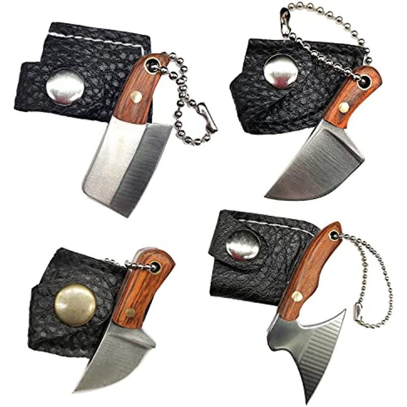 Compact Keychain Knife With Leather Sheath – Stainless Steel Utility Blade For Everyday Carry, Outdoor Adventures & Gifts_voghion.com