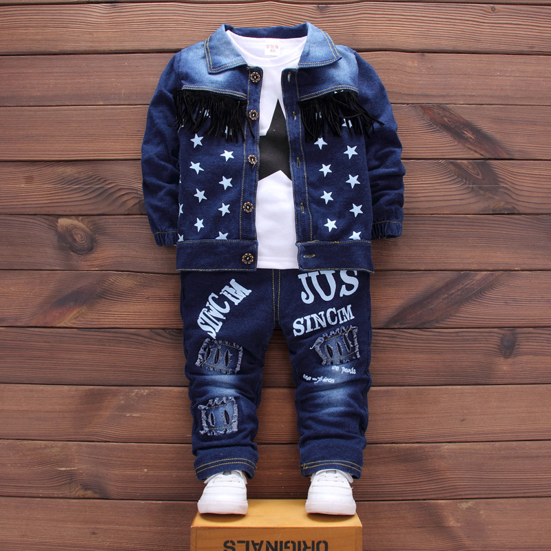 Kinderkleidung für Jungen, Cowboy, Frühling und Herbst, drei Sätze modischer Jungen- und Baby-Herbstkleidung_voghion.com
