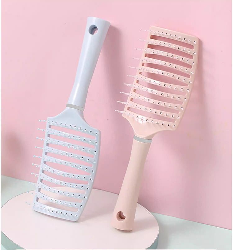 Macaron Big Bend Comb Hair Skin Massage Comb High Cranial Top Fluffy Comb Curly Hair Styling Comb Arc Nine Ribs Comb_voghion.com