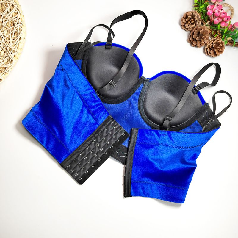 Vêtements pour femmes, bretelles en velours, vêtements d'extérieur, soutien-gorge en arête de poisson, couleur unie, velours coréen avec anneau en acier, gilet gainant, style court, haut tube polyvalent_voghion.com