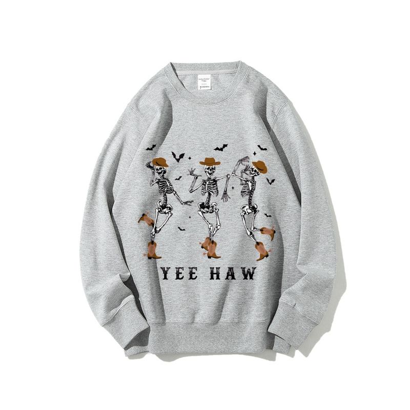 Sweatshirt mit Rundhalsausschnitt und Retro-Tanzskelett-Print – Unisex-Übergroßer Baumwollpullover (S-XXXL, 5 Farben)_voghion.com
