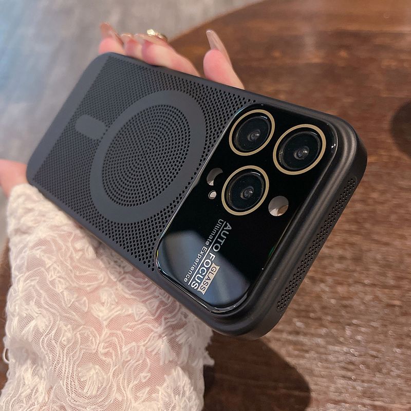 Magnetic Magsafe Case for iPhone 15 14 13 12 11 Pro Max Cooling Mesh Heat Dissipation Vision Wireless Charge Cover_voghion.com