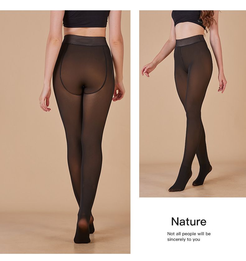 Collants thermiques transparents pour femmes - Leggings taille haute doublés polaire, collants opaques extensibles avec effet 3D, grande taille pour l'hiver_voghion.com