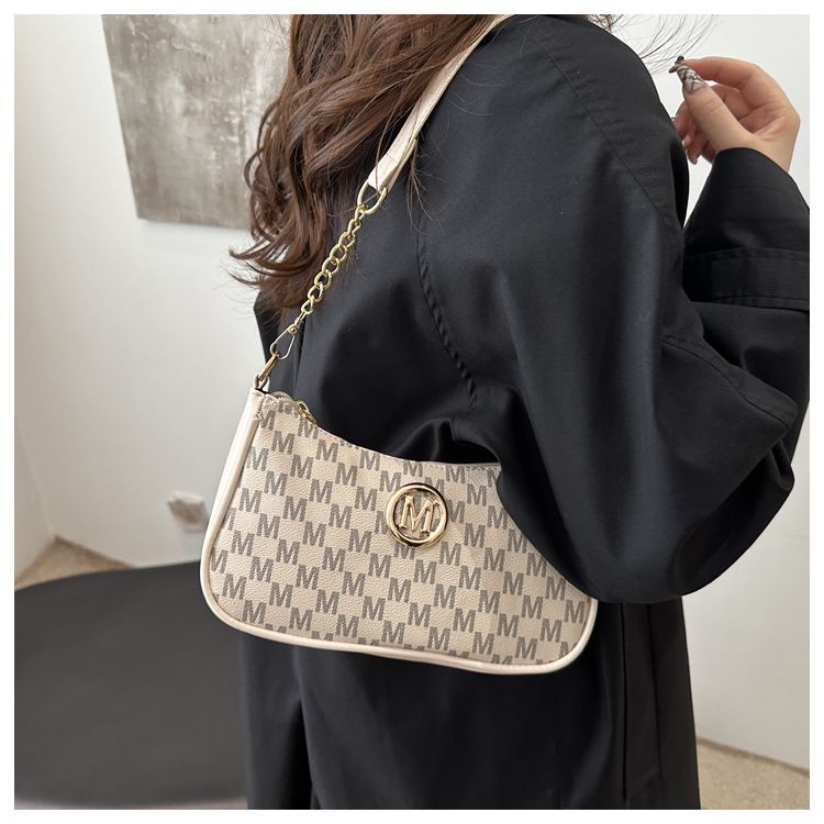 Borsa a tracolla con stampa a lettere, elegante e di personalità, con tracolla a mezzaluna, nuova moda di quest'anno per le donne_voghion.com