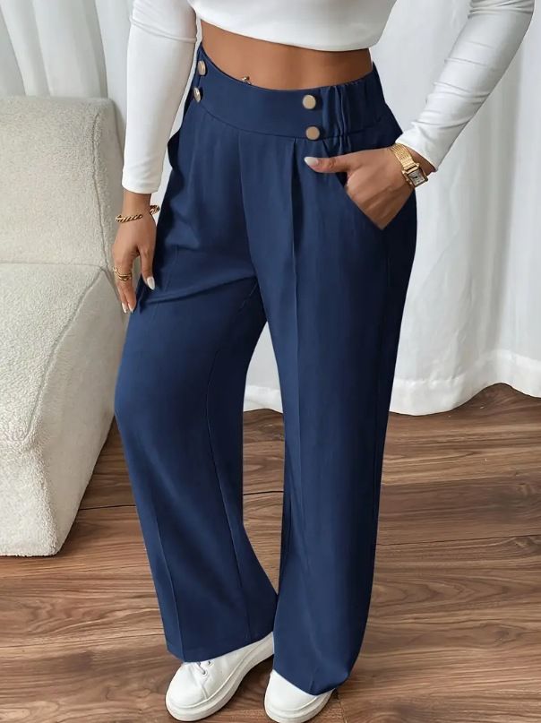 Dameskleding Drape Mopping Casual Broek Hoge Taille Broek Losse Temperament Recht Niche Ontwerp Effen Kleur Broek_voghion.com