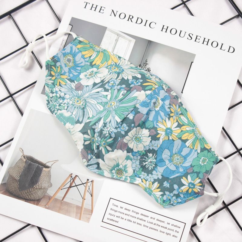 Klein vers bloemenpatroon Dubbellaags ademend verstelbaar stofmasker voor vrouwen_voghion.com