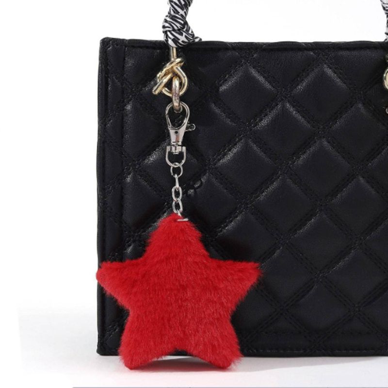 New Plush Cell Phone Keychain Charm Accessories Five-pointed Star Pom Pom Bag Pendant_voghion.com