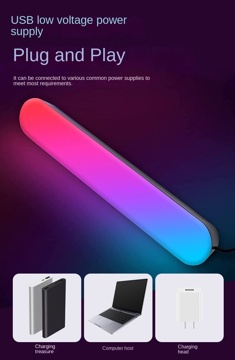 Gaismas pikaps Uzlabots USB uzlādējams modelis Ziemassvētku rotājums Galdvirsma RGB gaismas josla Mūzikas ritms Nakts gaisma_voghion.com