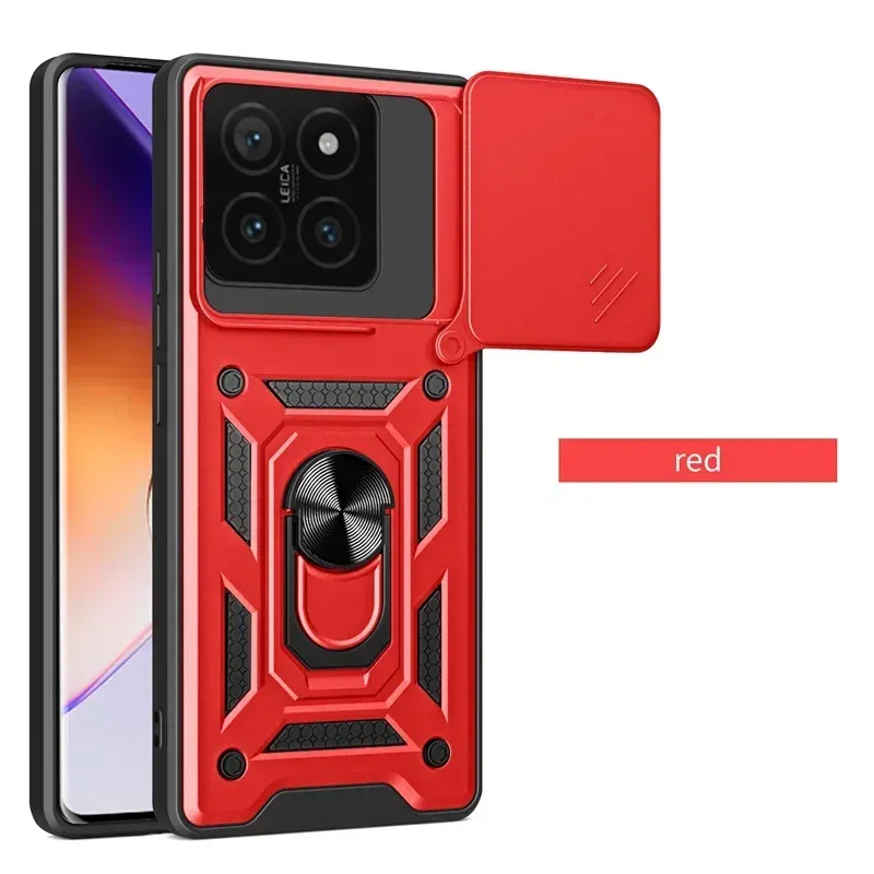 Etui do Xiaomi 15 Pro 14T Pro 5G Redmi Note 14 5G Slide Camera Lens Protection Magnetyczny pierścień Stand Armor Shockproof Cover_voghion.com