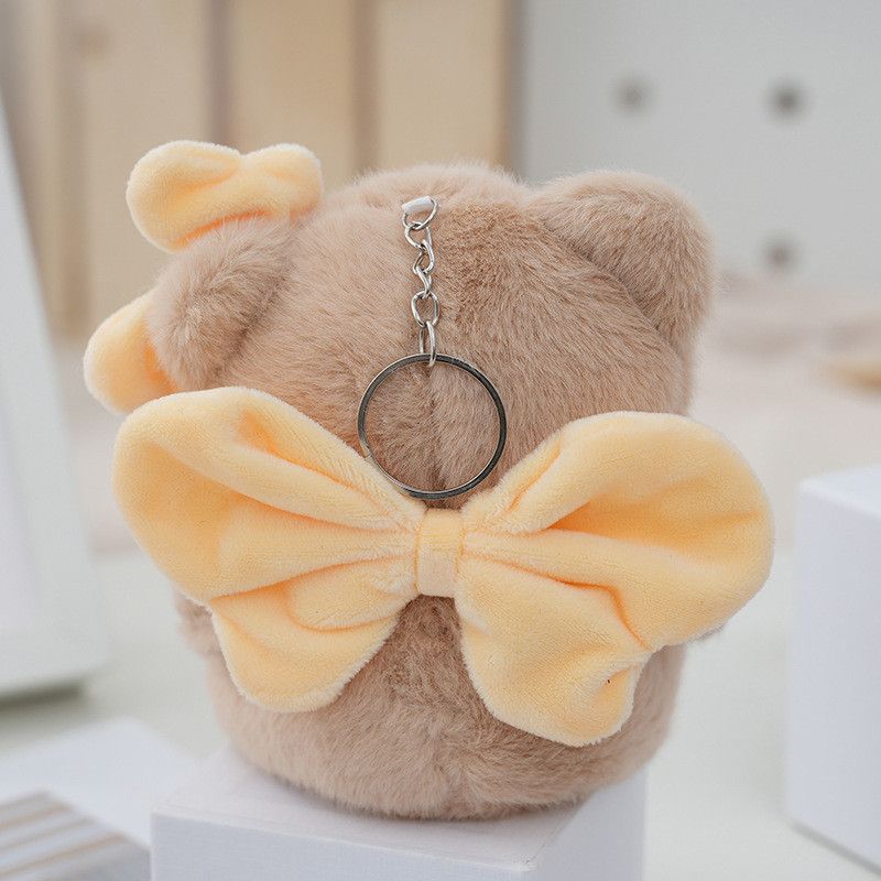 Bear Teddy Bowtie Adorable Plush Keychain Cute Soft Bag Toy Charm Stuffed_voghion.com