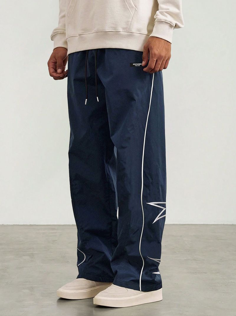 Men’s Casual Pants – Retro Loose Fit With Cosmic Embroidery, Drawstring Waist (S-XXL, 5 Colors) – Lightweight & Breathable For Summer_voghion.com