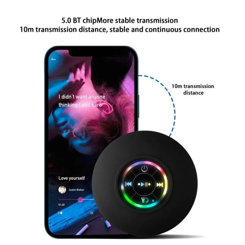 Minialtavoz portátil Bluetooth resistente al agua para baño, altavoces inalámbricos para ducha, reproductor de música de fuerte adsorción para coche_voghion.com