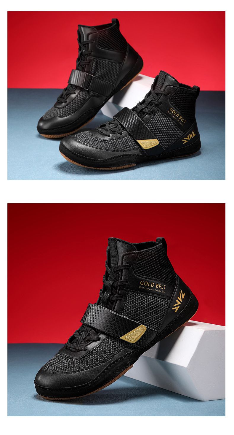 Chaussures de boxe mi-hautes pour hommes, grandes tailles, respirantes, antidérapantes, pour la lutte, le fitness en salle, le soulevé de terre, la poussée, l'entraînement_voghion.com