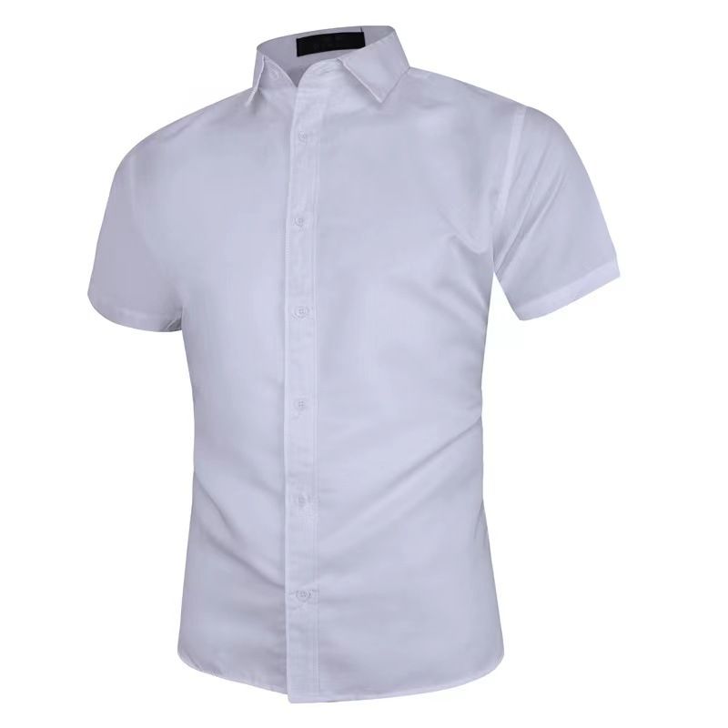 Korean Style Slim Fit Stretch Men's Simple Business Thin Shirt Men_voghion.com