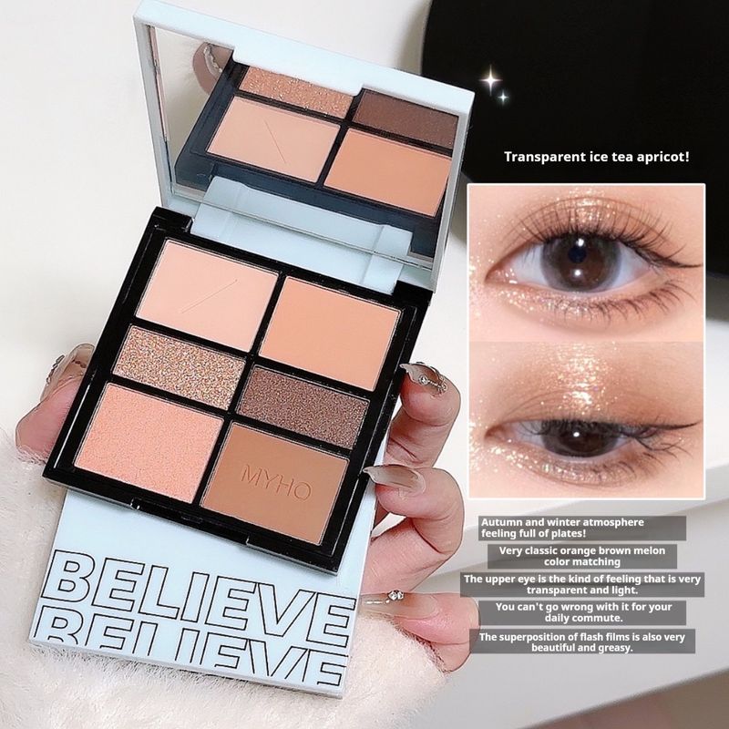 Six Color Palette Rabbit Tail Grass Glitter Glitter Pearl Matte Lattice Eyeshadow_voghion.com
