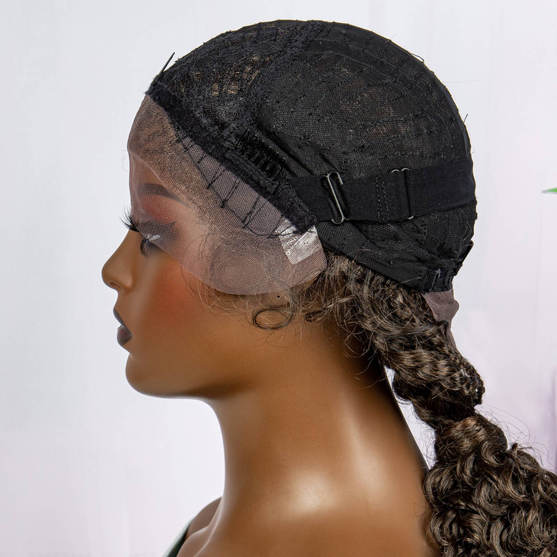New African synthetic lace wig headband 13 * 1 lace handcrafted braided braid, one braid with flowers, multiple colors to choose from_voghion.com
