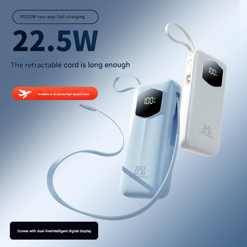 Prilagojena mobilna napajalna banka z veliko kapaciteto 20000 mAh in vgrajeno napajalno postajo, LCD digitalni zaslon, PD20W dvosmerno hitro polnjenje_voghion.com