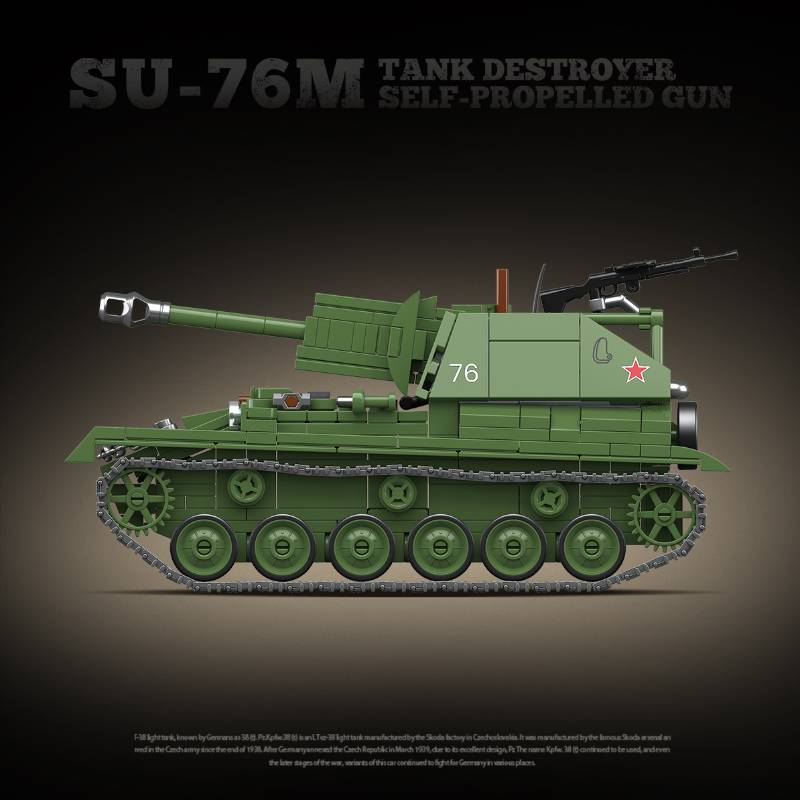 Militärische klassische Modell Sowjetunion SU76 Tank Destroyer Sammlung Ornament Bausteine Ziegel Weihnachten Spielzeug_voghion.com