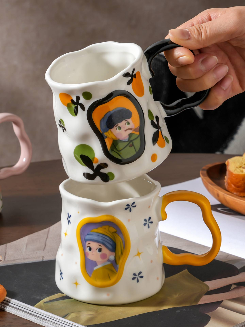 Kreativ keramisk krus for damer, høyverdig husholdningskaffekopp, eksklusiv utsøkt melkekopp, frokostkopp_voghion.com