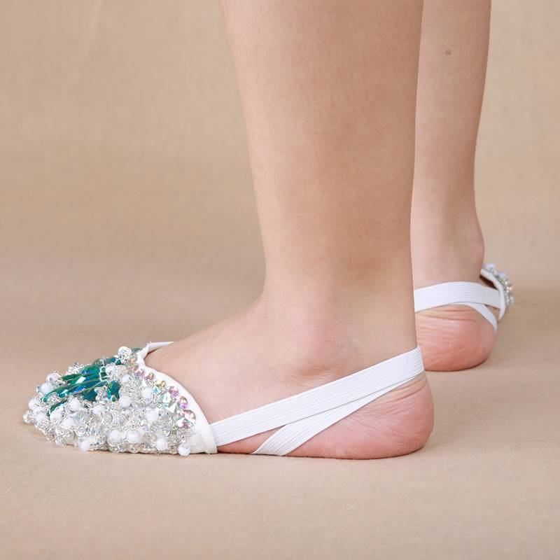 Tanzschuhe Tänzerin Green Diamond Halbschuhe Bauchtanz Bequeme Übungsschuhe Training Fußabdeckung Einlegesohlenabdeckung Heißer Verkauf Bühnenfokus_voghion.com