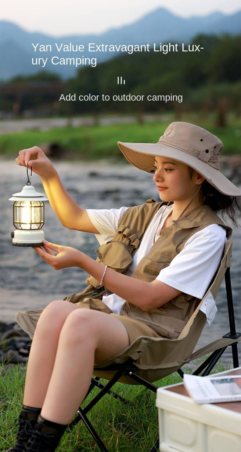 Luz de acampamento ambiente KaySpeed com iluminação regulável (modelo de carregamento) LYD01 branco marfim_voghion.com