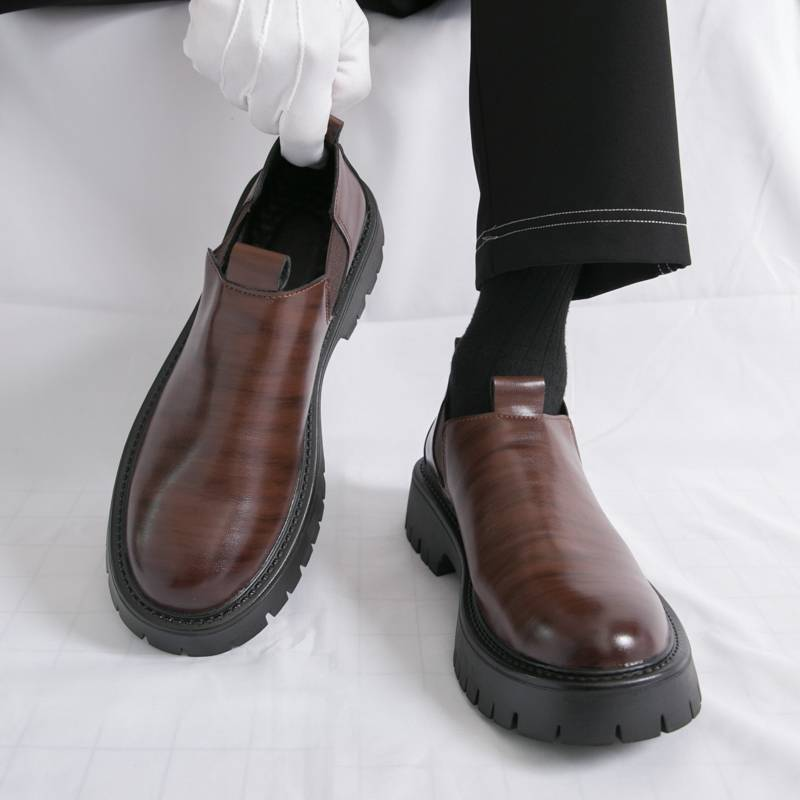 Neue modische Retro-Martin-Stiefel für Herren mit dicker Sohle und Schnürung aus Business-Leder für Herren mit runder Spitze und dicker Sohle, hohe Lederstiefel, Chelsea-Kurzstiefel_voghion.com