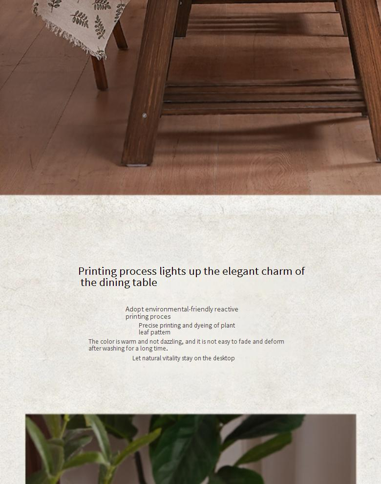 Cotton-Polyester Tablecloth With Willow Leaf Pattern - Rustic Farmhouse Rectangular Table Cover For Dining & Study (Dustproof, Decorative)_voghion.com
