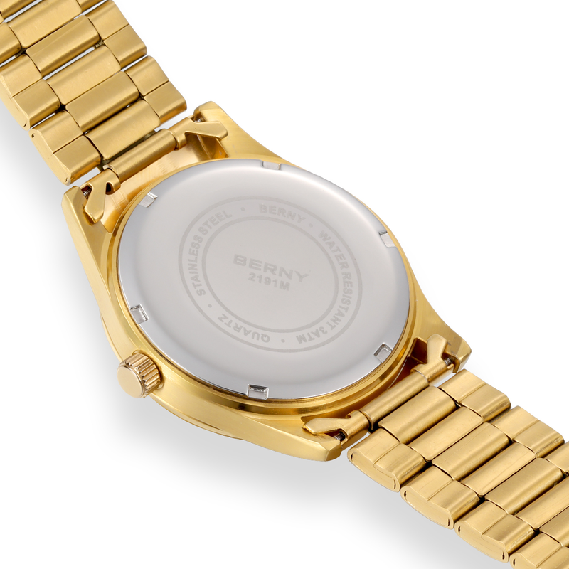 BERNY Watches For Men MultiFunction Analog Quartz Moon Phase Watch With Day Date Stainless Steel Easy To Read Waterproof Dress Men's Wrist Watch_voghion.com