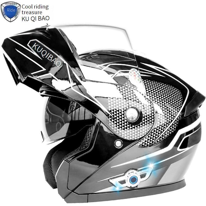 Kask motocyklowy KQIBOO z podwójnym wizjerem, z odchylanym, integralnym kaskiem, Bluetooth K5, długim czasem pracy na baterii, certyfikatem 3C_voghion.com