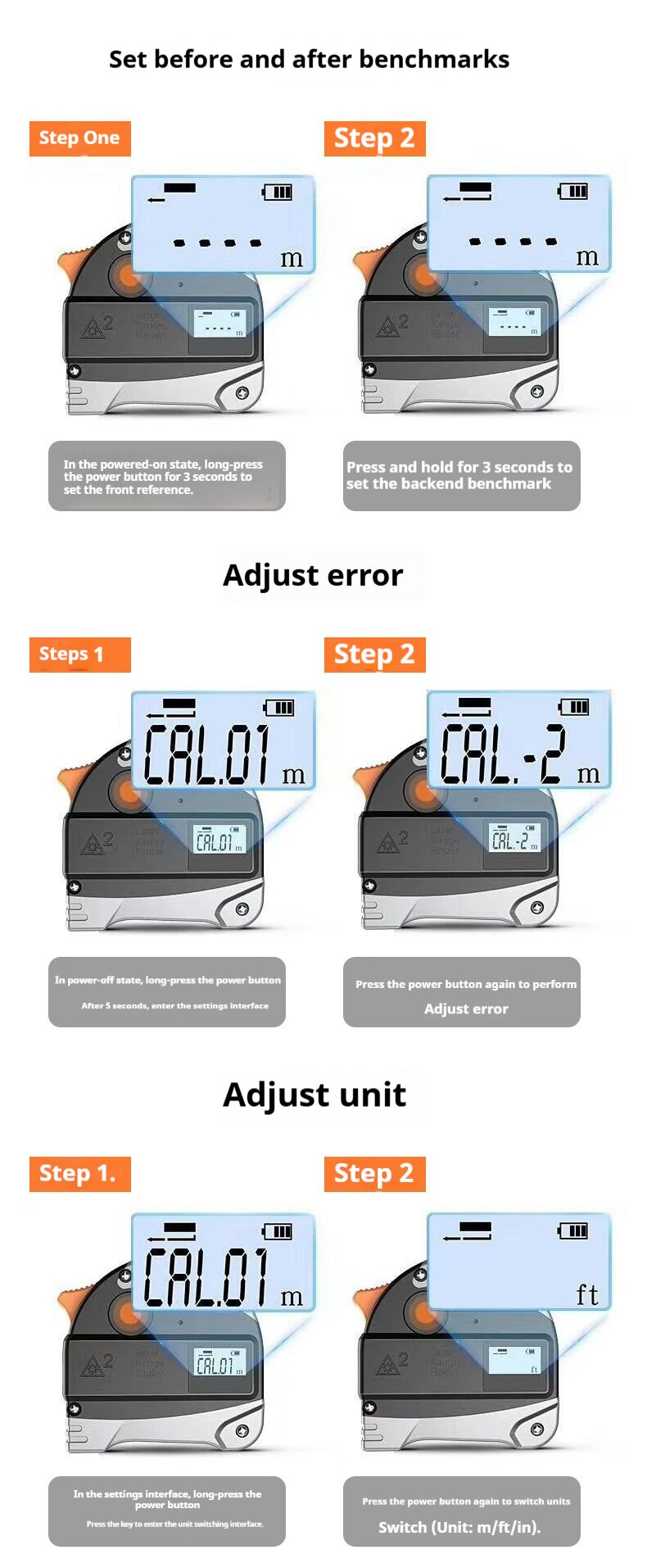 3-in-1 Laser Tape Measure – High-Precision Digital Measuring Tool With Cross-Line Laser & Auto-Calculation (Backlit LCD, IP54 Dustproof)_voghion.com