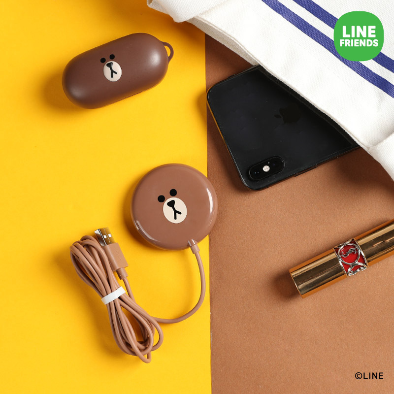 Linefriends desktop wireless charger suitable for Apple Android suction cup style 15W fast charging cute Brown Bear_voghion.com