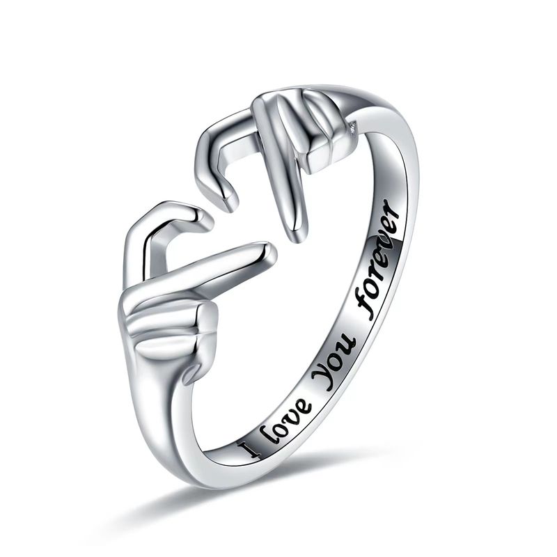 Creative Personalized Love Ring, Hands Than Heart, Simple Cold Wind, Romantic And Versatile Couple Ring_voghion.com