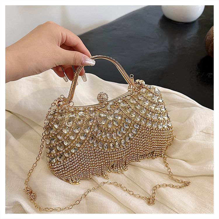 Handtasche für Frauen Abendtaschen Strass Set Diamant Flash Fringe Hand Kette Box Frau_voghion.com