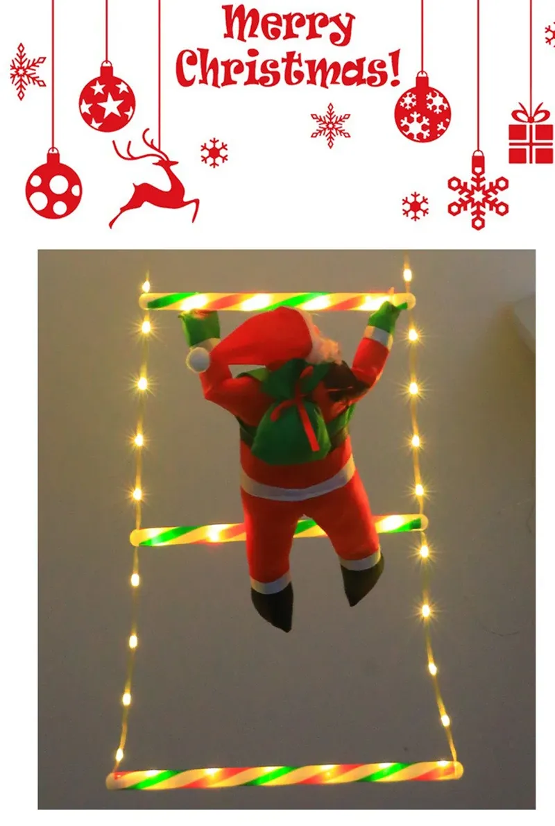 Luci a corda con scala di Babbo Natale da 1/3 m, USB, 8 modalità, lampada a LED, decorazione natalizia per giardino, albero di Natale, regalo di Capodanno_voghion.com
