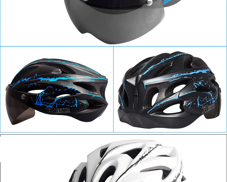 Fahrradhelm mit Schutzbrille Einteiliger Reithelm Herren- und Damen-Mountainbike-Sicherheitshelm_voghion.com